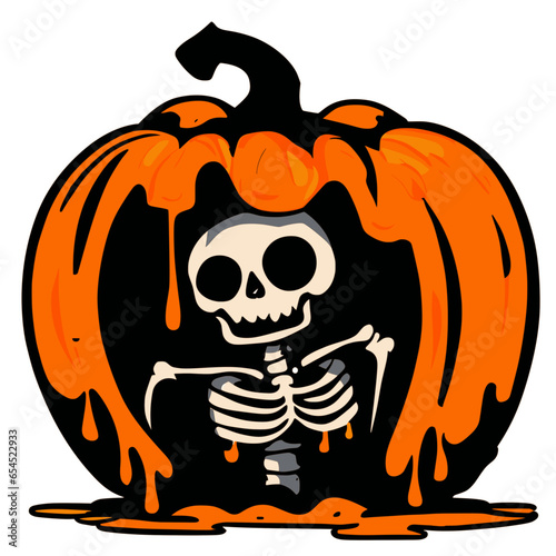 Halloween Skeleton Hides in Pumpkin