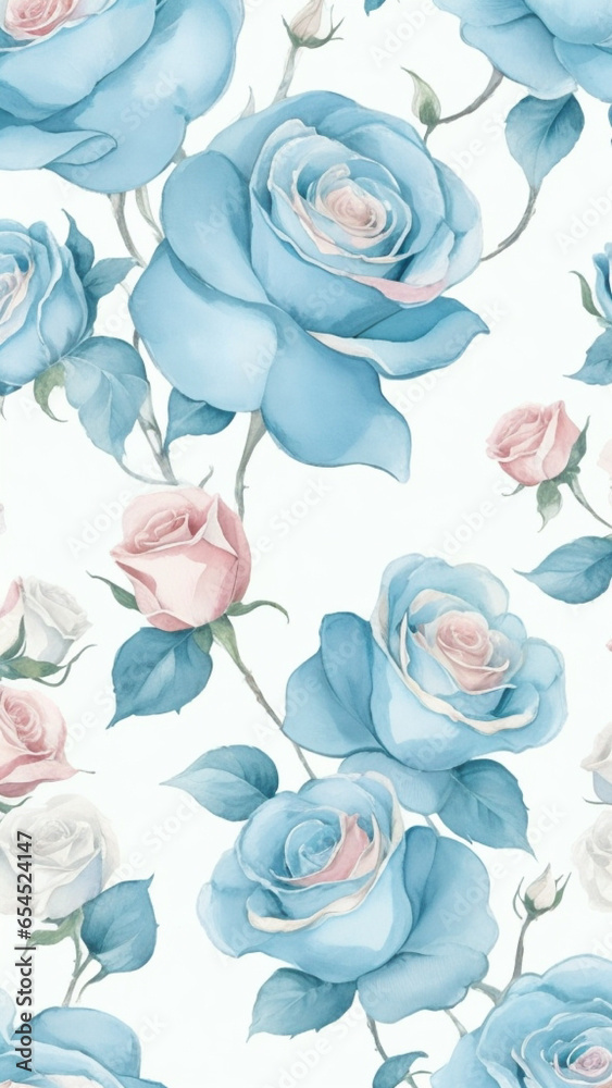 Patterned Delight Baby Blue and Baby Pink Roses Design