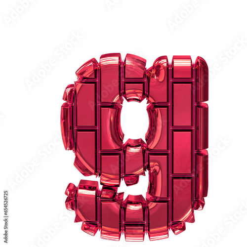 Symbol made of red vertical bricks. letter g