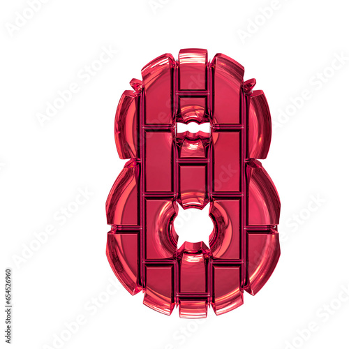 Symbol made of red vertical bricks. number 8