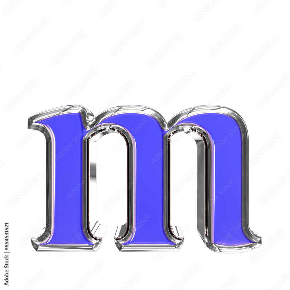 Blue symbol in a silver frame. letter m Blue symbol in a silver frame. letter m