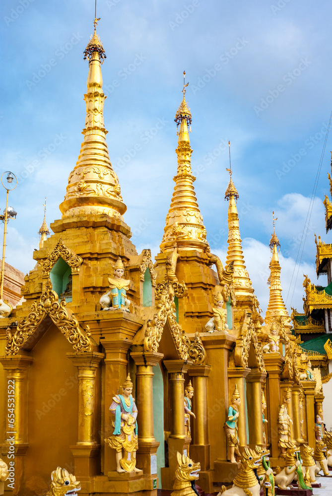 Exterior of the Shwedagon Pagoda a Golden Pagoda in Yangon, Rangoon, Myanmar, Asia