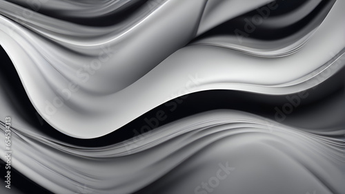 abstract black and white wavy background. 3d render illustration