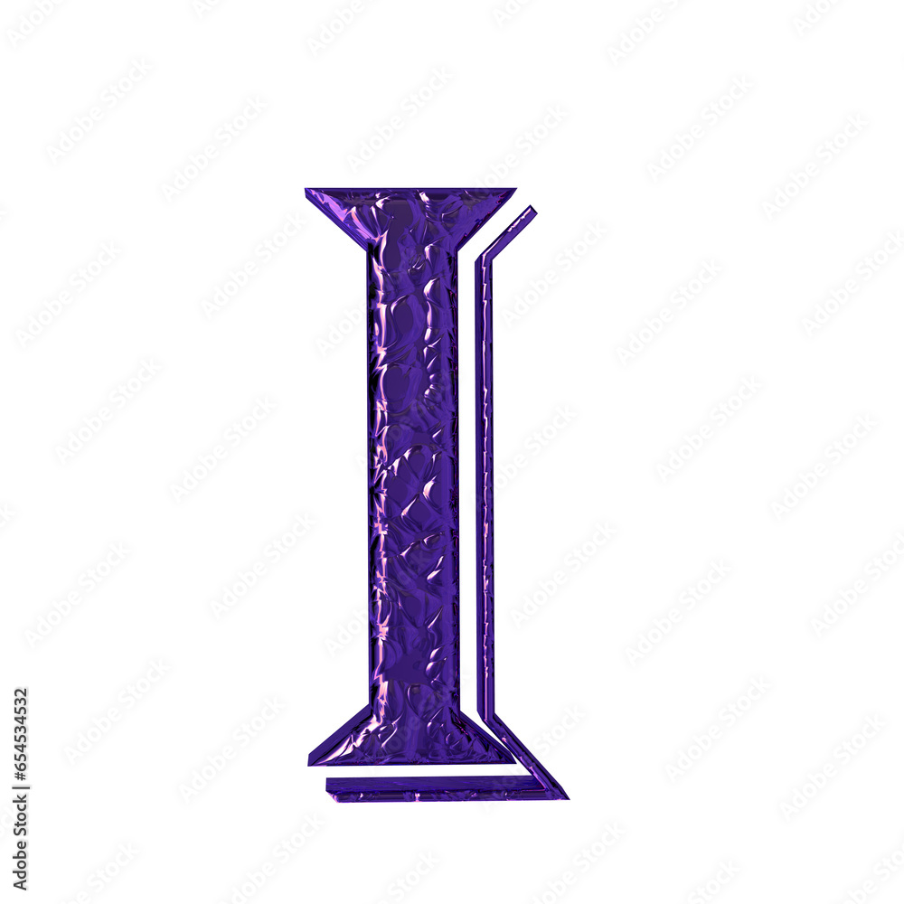 Fluted dark purple symbol. front view. letter i Fluted dark purple symbol. front view. letter i