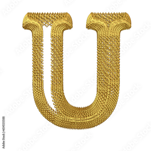 Symbol made of gold dollar signs. letter u