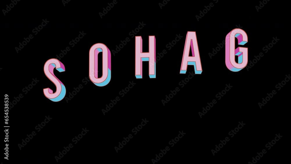 Bright letters jump merrily in the inscription SOHAG city. Retro. Alpha channel black. Looped from frame 120 to 240, Alpha BW at the end Bright letters jump merrily in the inscription SOHAG city. Retro. Alpha channel black. Looped from frame 120 to 240, Alpha BW at the end