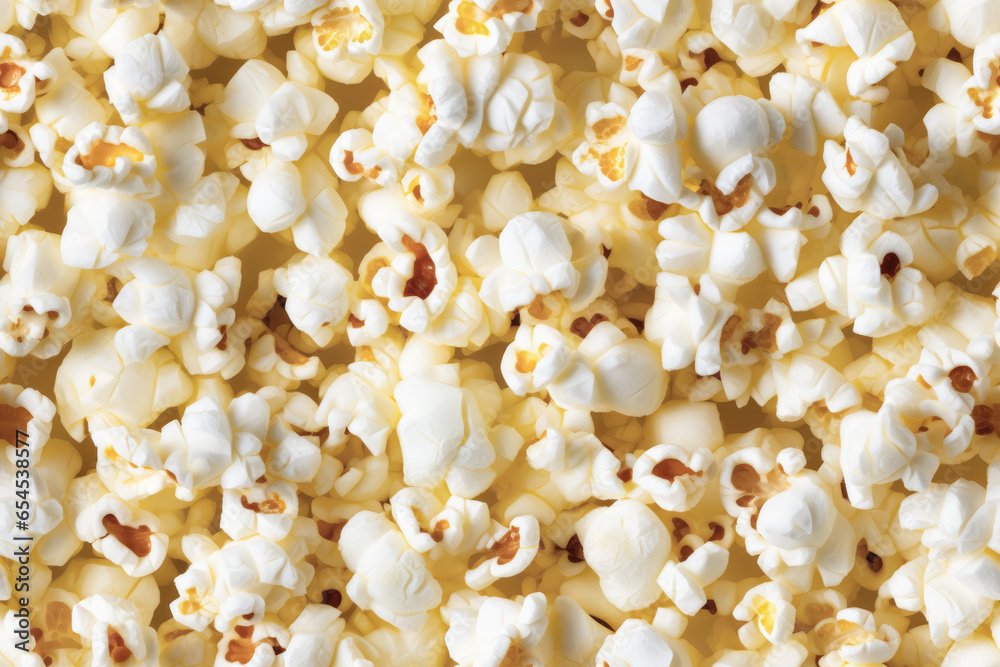 Popcorn, closeup detail. Seamless tileable background pattern. Generative AI