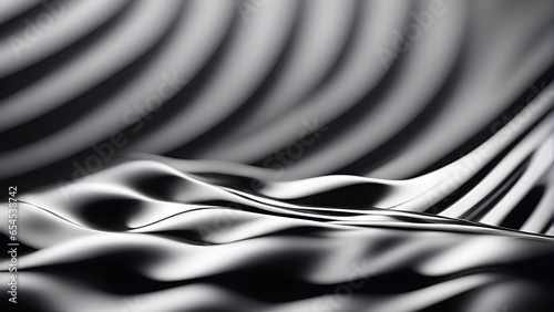 Closeup of rippled silver silk fabric. 3d render