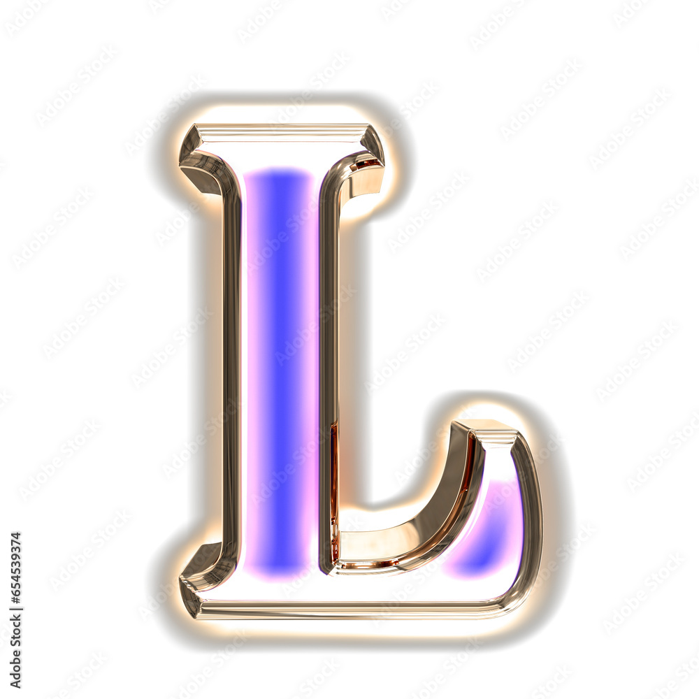 Blue symbol in a silver frame with glow. letter l