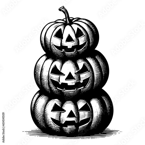 stack of Halloween pumpkins sketch