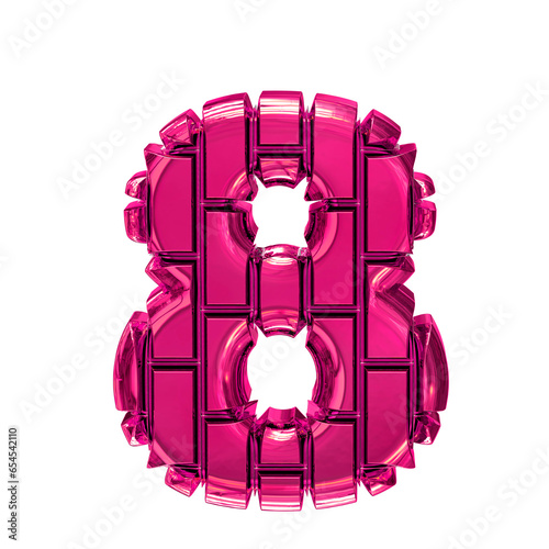 Symbol made of pink vertical bricks. number 8