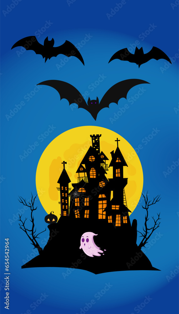 Halloween background with house