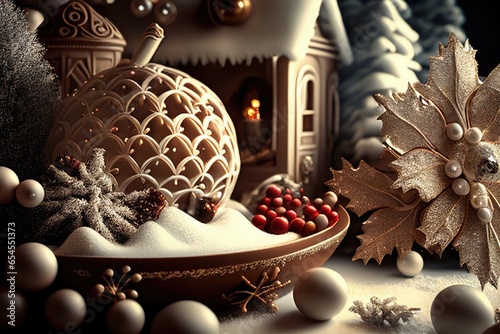 Christmas decoration. New Year. Selective focus. Holiday. Generative AI