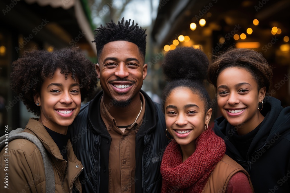 African American family standing outside and smiling to the camera African American family standing outside and smiling to the camera