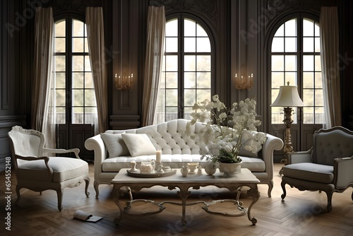 Explore the elegance of French provincial interiors. Generative AI