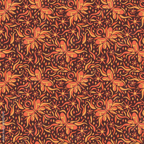 Summer dragonlfy pattern. Can be printed on any material: package, merch, fabric, home.