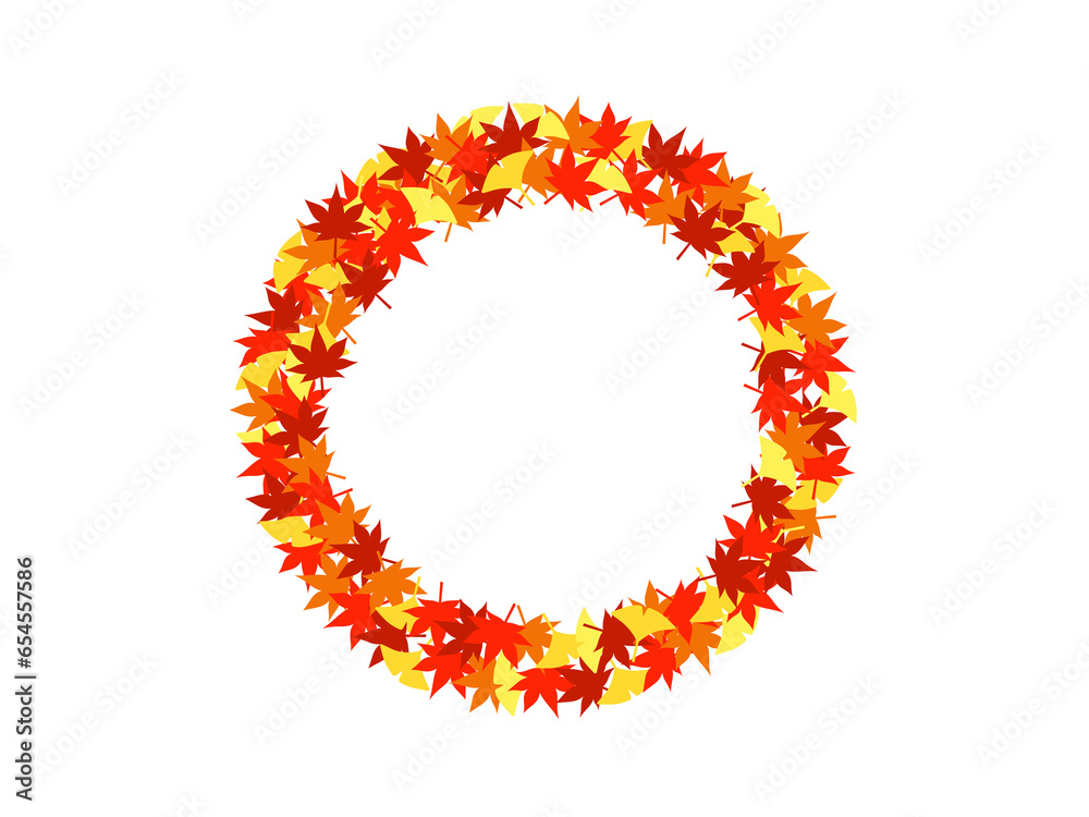 紅葉とイチョウの丸枠A 紅葉とイチョウの丸枠A