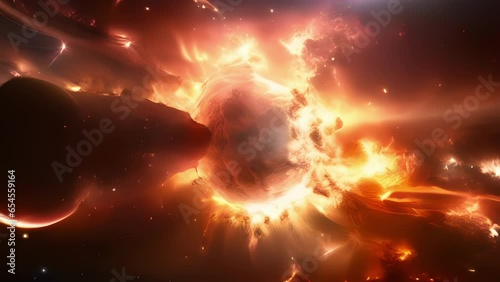 An explosive burst of solar energy punctuates an otherwise serene view of the universe, as a coronal mass ejection propels a stunning cascade of magnetic waves and plasma into the Abstract video