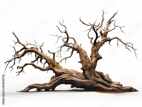 Scary dead tree isolated on white, Halloween event, poster design. © BackgroundHolic