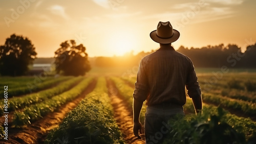 one man farmer stand in the agricultural field © Miljan Živković