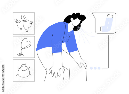 Bronchial asthma attack abstract concept vector illustration.