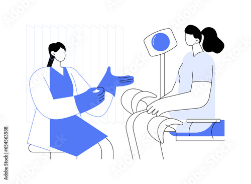 Gynecologist exam abstract concept vector illustration.