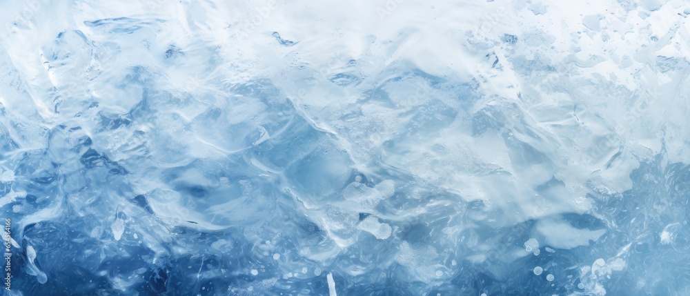 Blue ice texture frozen water background
