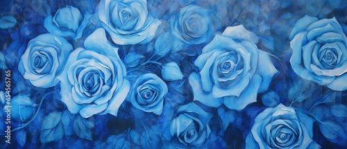 Fototapeta Naklejka Na Ścianę i Meble -  Blue rose water color background