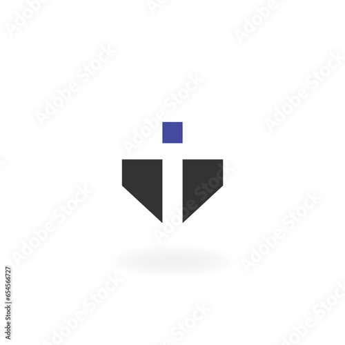 Abstract logo depicting the letter "i","T". Suitable for branding businesses, websites, or products with names starting with T. Ideal for trucking, trucker, industrial (ID: 654566727)