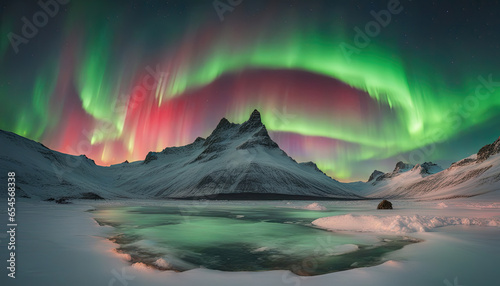 Enchanting Dance of Green and Red Aurora
