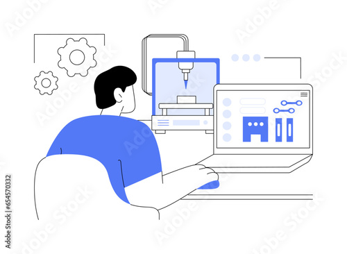 3D printing slicing app abstract concept vector illustration.
