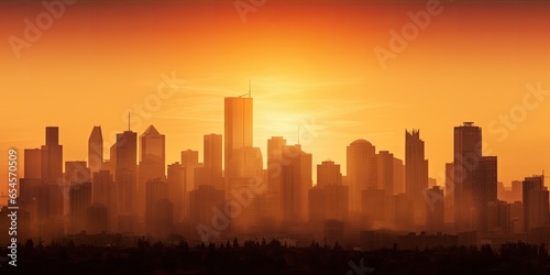 Conceptual image of a city hit by extreme heatwave - Generative AI © mbruxelle