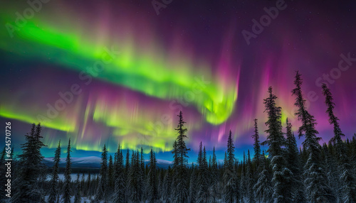 Canadian Forest's Multicolored Aurora Borealis © Abood