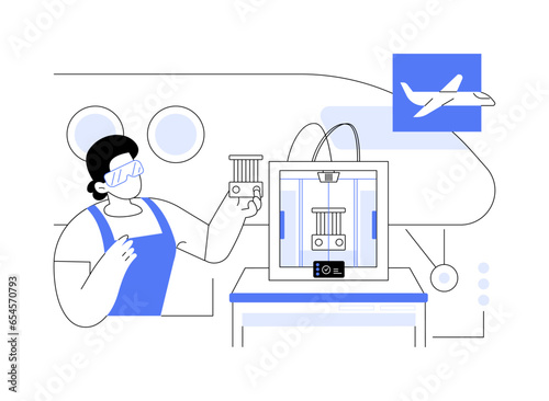 3D printing in aviation abstract concept vector illustration.
