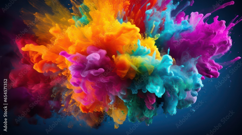 Colorful explosive smoke background created with Generative AI Colorful explosive smoke background created with Generative AI