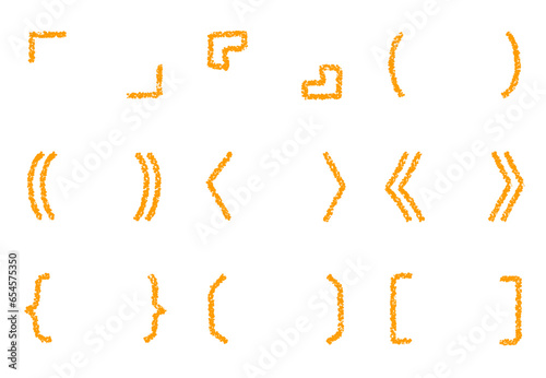 クレヨン素材　手描きの装飾パーツ　カッコセット