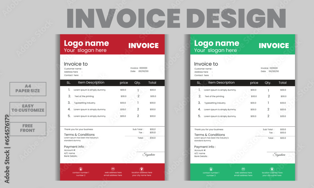 Invoice minimal design template.