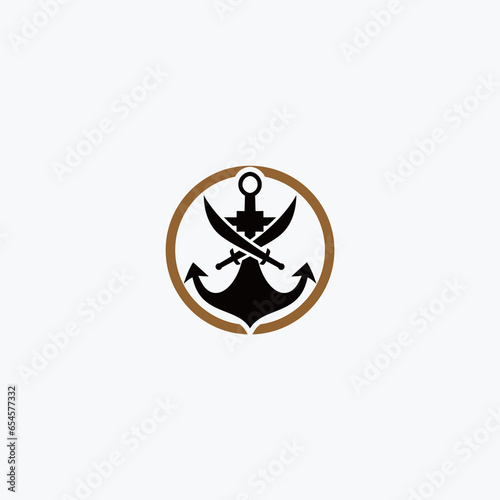 vector logo icon of anchor and two swords