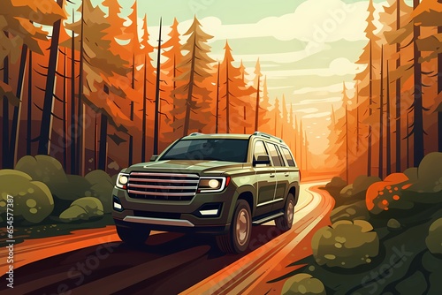 off-road car on a mountainous road