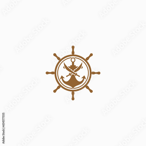 vector logo icon of anchor and two swords