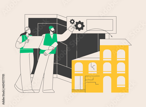 Old buildings modernization abstract concept vector illustration.