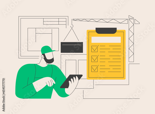 Construction quality control abstract concept vector illustration.