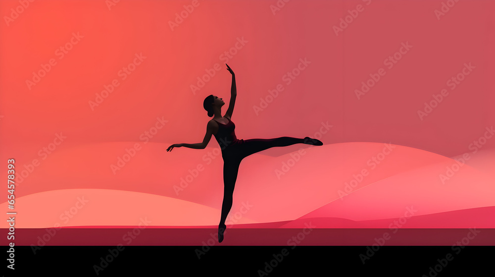 A clean and simple banner highlighting a choreographer in the midst of choreography, Silhouette of a girl