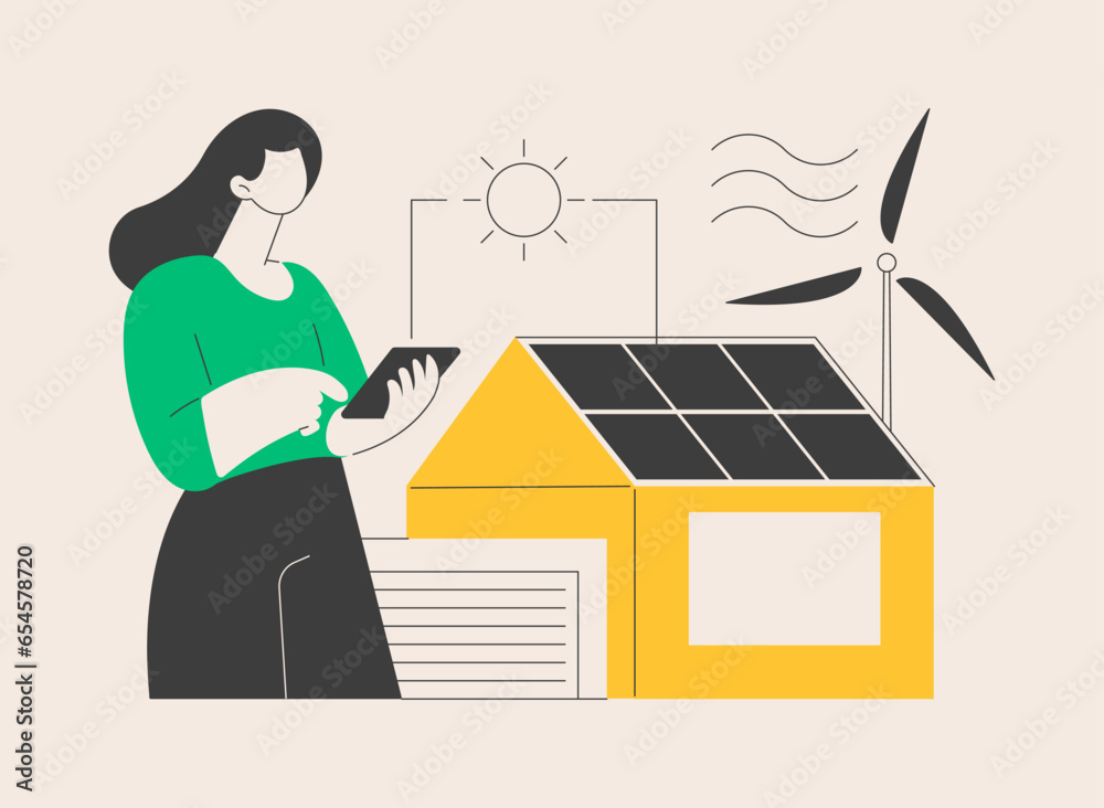 Eco house abstract concept vector illustration.