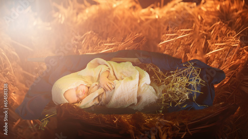 Slika na platnu baby Jesus Christ in a manger christmas story