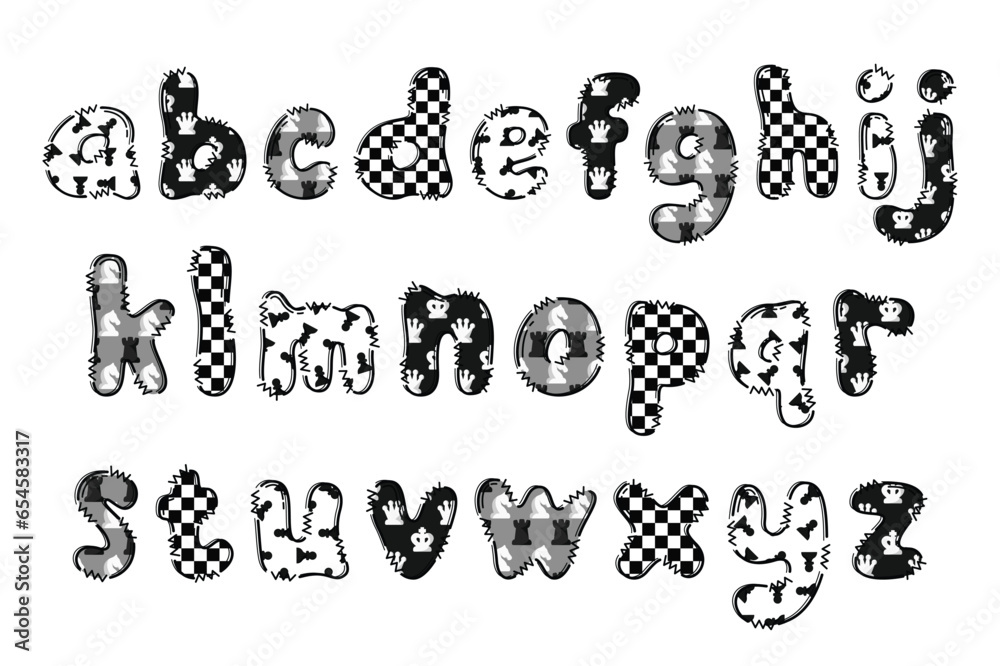 Naklejka premium Handcrafted Chess letters color creative art typographic design