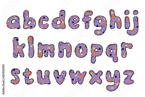 Handcrafted Memphis letters color creative art typographic design