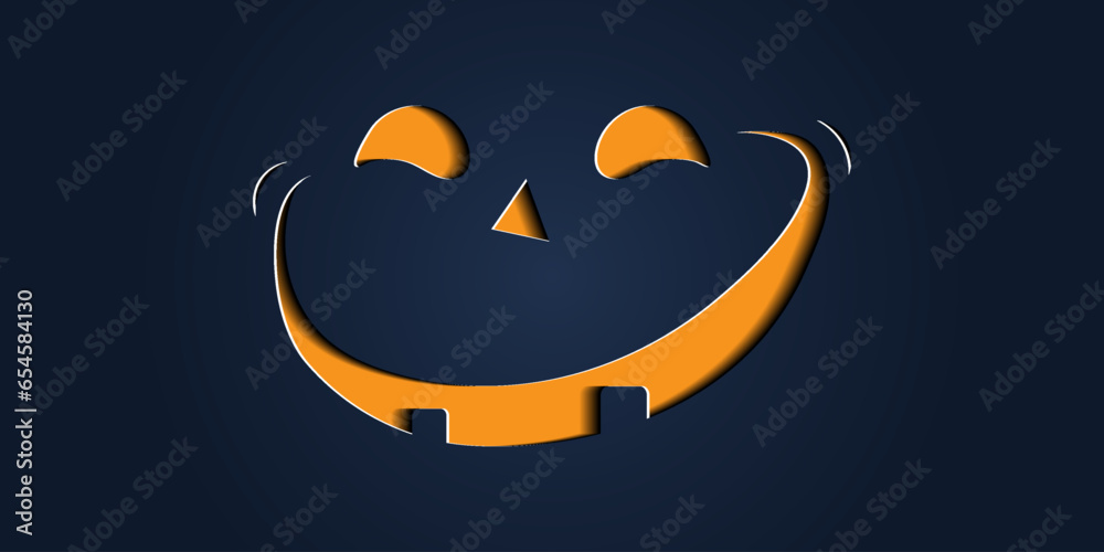 Simple halloween pumpkin expressions in paper cut style for poster or brochure.