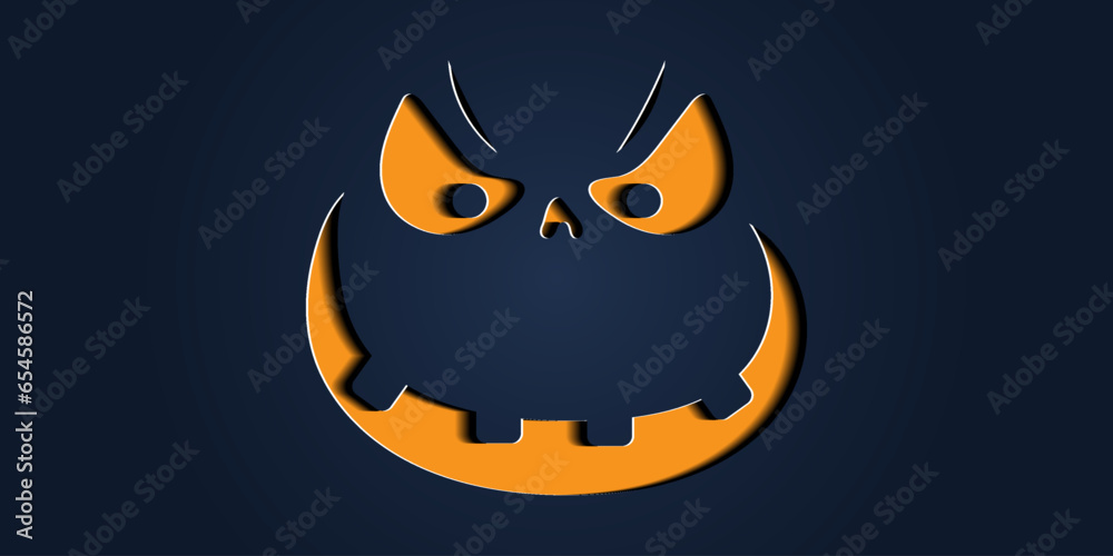 Simple halloween pumpkin expressions in paper cut style for poster or brochure.