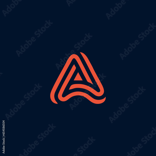 letter A monogram logo with orange color